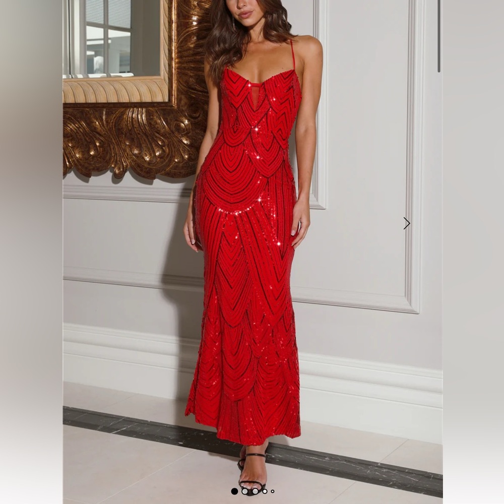 Sequin Maxi Red Dress